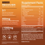 Freak Shake Recover Chocolate 3 to 1 carbo to protein recovery mix for muscular endurance - supplement fact sheet