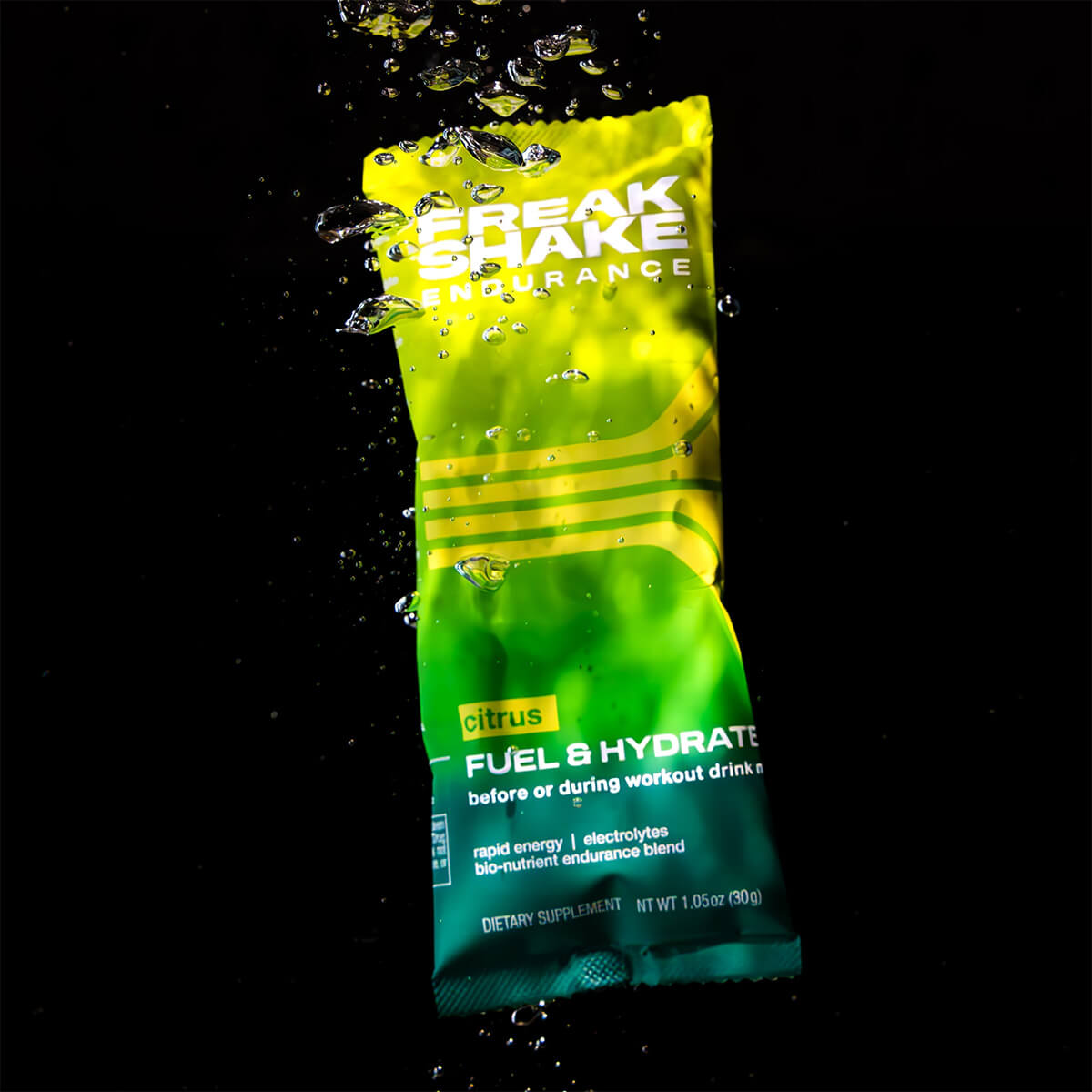 Freak Shake Endurance Fuel Hydrate Rapid Energy Endurance Blend Electrolyte Powder for long distance running and rowing water bottles and hydration packs - suspended in water