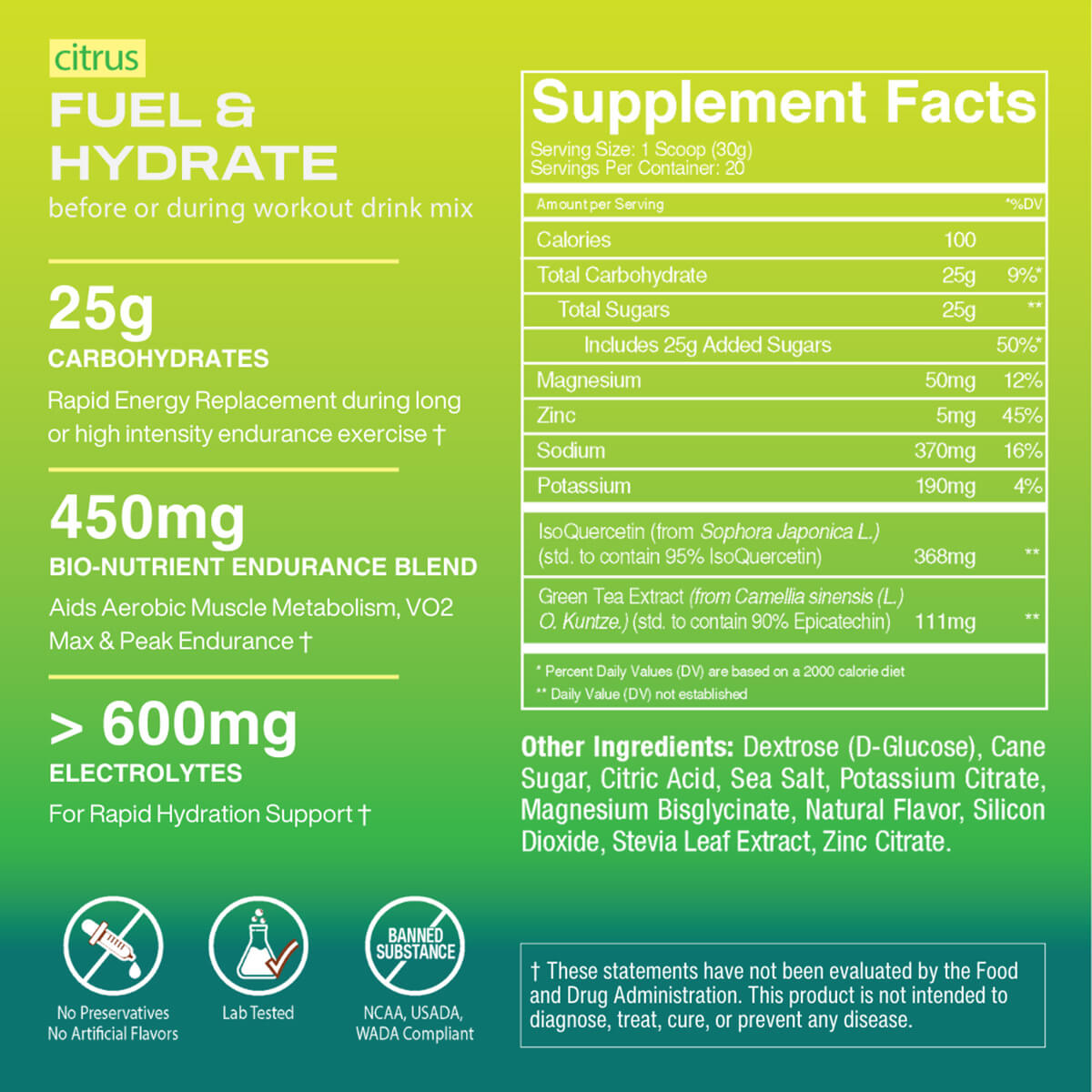 Supplement Facts Sheet for Freak Shake Endurance Fuel Hydrate Rapid Energy Endurance Blend Electrolyte Powder.