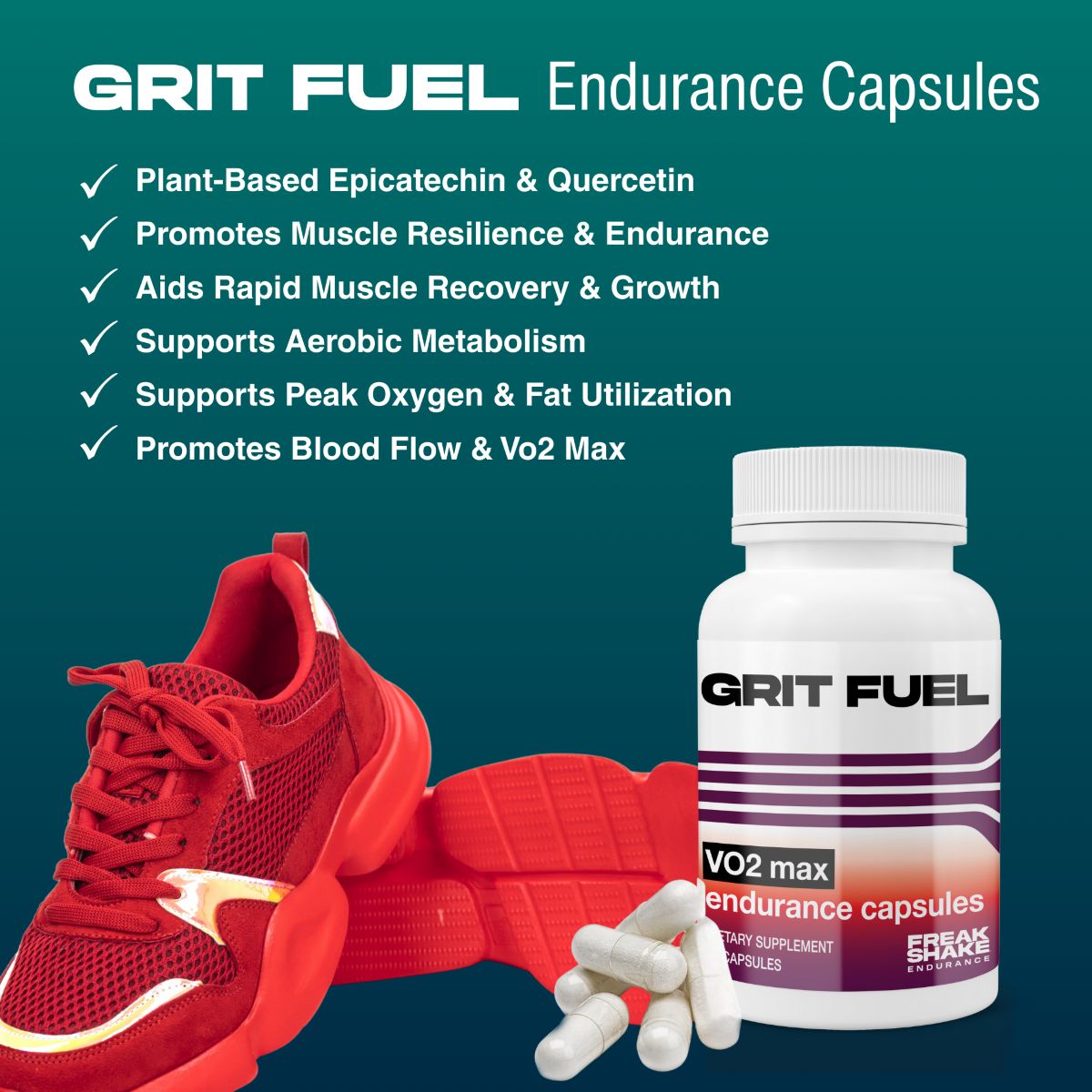 Freak Shake Endurance Capsules promote blood flow and VO2 Max