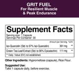FreakShake Grit Fuel VO2 Max Endurance Capsules with Quercetin and Epicatechin Supplement Facts 