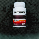 Bottle of FreakShake Grit Fuel VO2 max endurance supplement capsules on a dark textured background